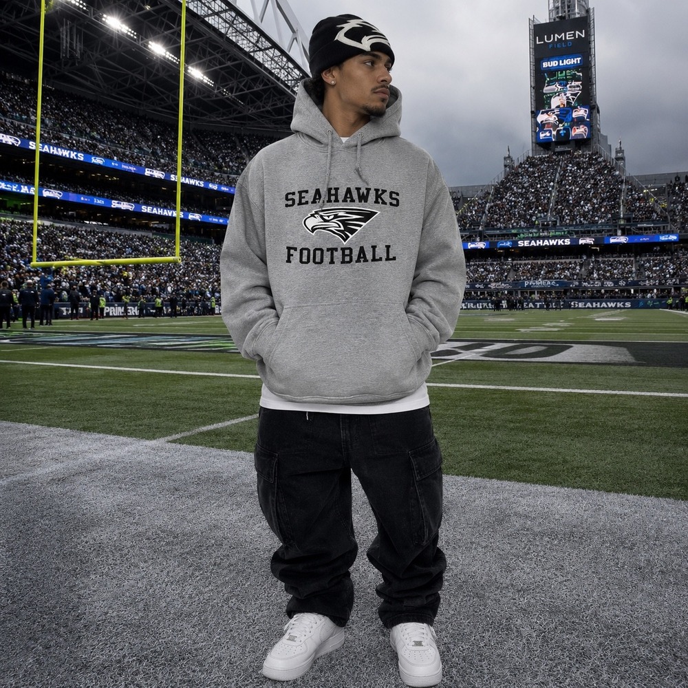 Seattle Seahawks Hoodie Mens Large Gray Football Pullover Sweatshirt NFL Fleece